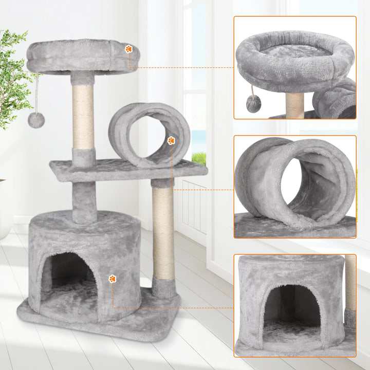 Pet Furniture Kitten Climbing Toy Cat Tree Scratch Column Luxury Cat Climbing Tower Activity Center Cat Claw Protection