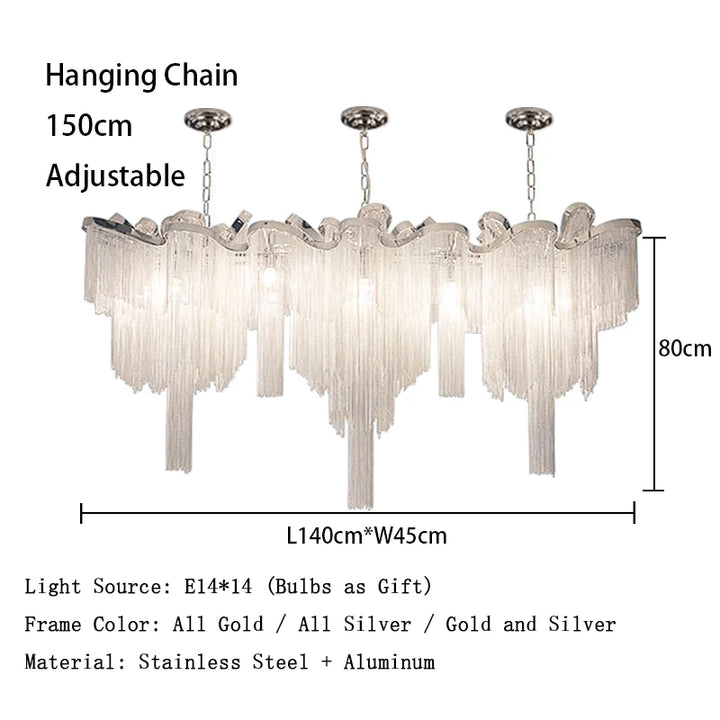 Remote Control Tassels Aluminum Chrome Dimmable Ceiling Lights Lustres Room Decor Lamps Modern Ceiling Chandelier for Bedroom