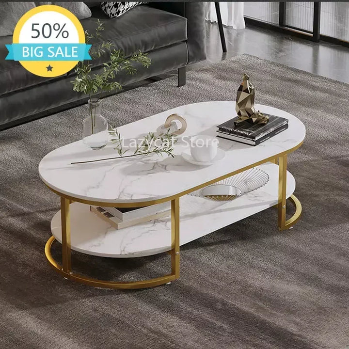 Marble Luxury Coffee Table Modern Nordic Living Room Iron White Coffe Table Center Console Table Dining Muebles Home Furniture