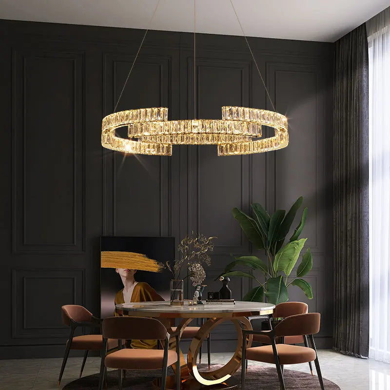 Luxurious Pendant Lights Creative Villa Living Room Ceiling Decoration Remote Control Dimming K9 Crystal Ceiling Chandelier Lamp