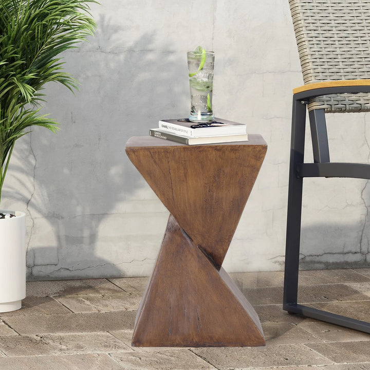 Lightweight Concrete Geometry Accent Side Table  Indoor and Outdoor