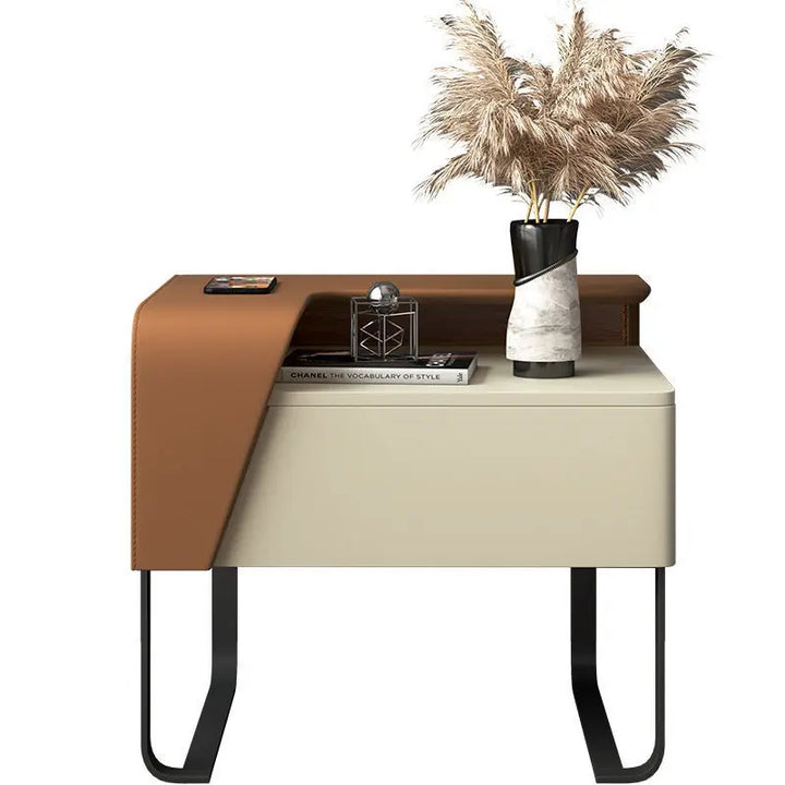 Modern Nordic Wood Nightstand Luxury Low Bedside Table