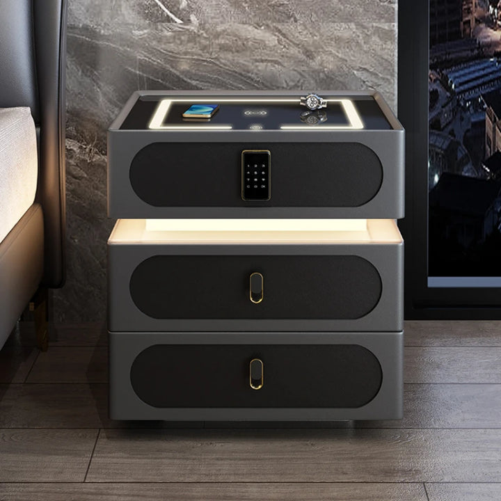 Intelligence Wireless Charger Nightstands Drawers Fingerprint Lock Aesthetic Multifunctional Nightstands Muebles Home Furniture