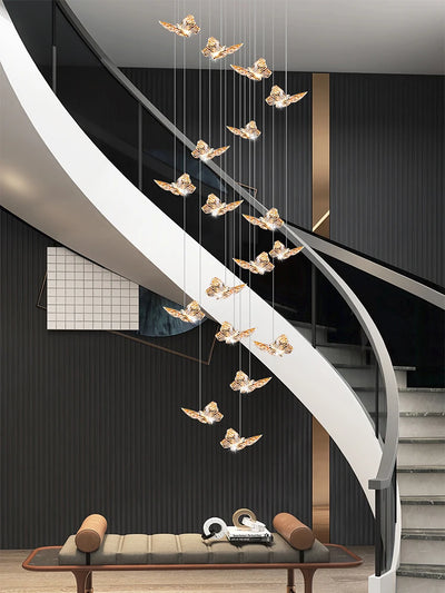 Staircase Butterfly Hanging Lamps Lighting for the Living room will Ceiling Stairs Loft Light Modern Pendant Lamp and Chandelier
