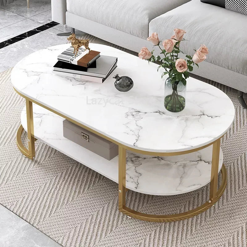 Marble Luxury Coffee Table Modern Nordic Living Room Iron White Coffe Table Center Console Table Dining Muebles Home Furniture