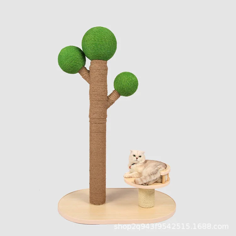 Cat Tower Tree Cactus Cat Climbing Frame Wooden Jump Table Scratching Post Cat Litter Bed Pet Accessories Furniture