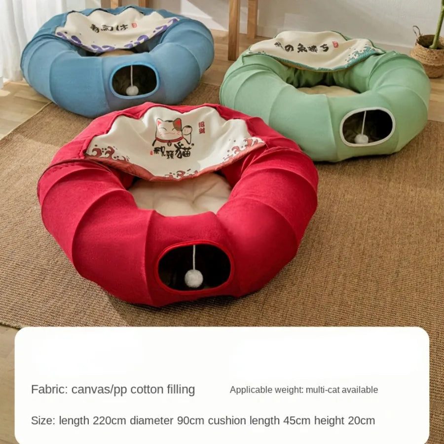 Fold Cozy Tunnel Closed Fashion Habitats Pets Cat Bed Washable Cats Nest Furniture Light Weight Cama Para Perros Pet Supplies