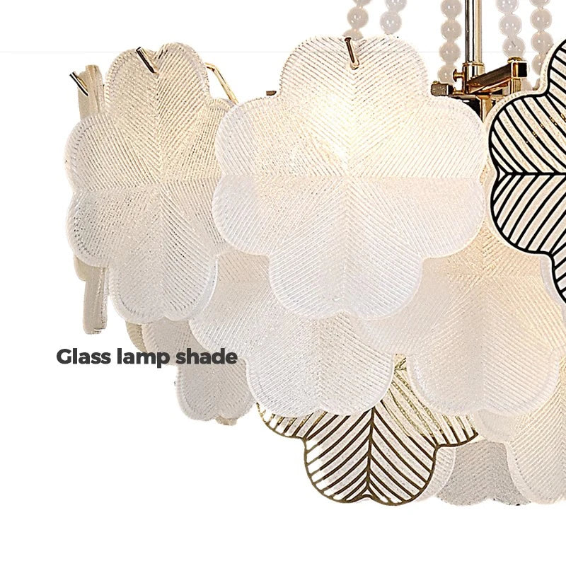 Modern French Four-leaf Glass Chandeliers Lighting Lamparas 2024 Lustres Salon Living Room Bedroom Creative Led Lights