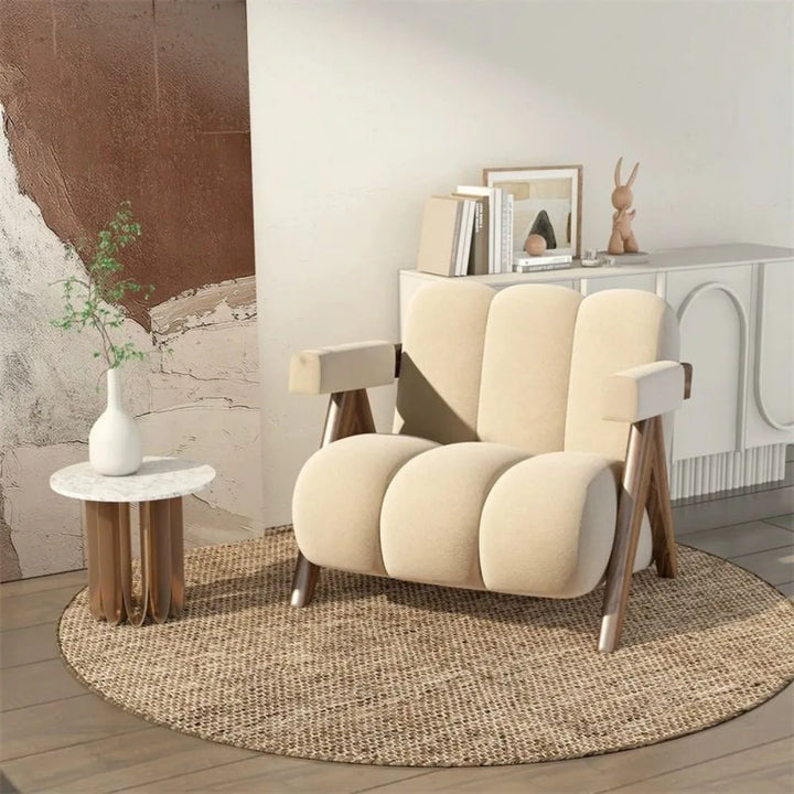 Luxury  fashionable living room single sofa chair, bedroom sofa chair, Japanese cream style balcony leisure chair, furniture