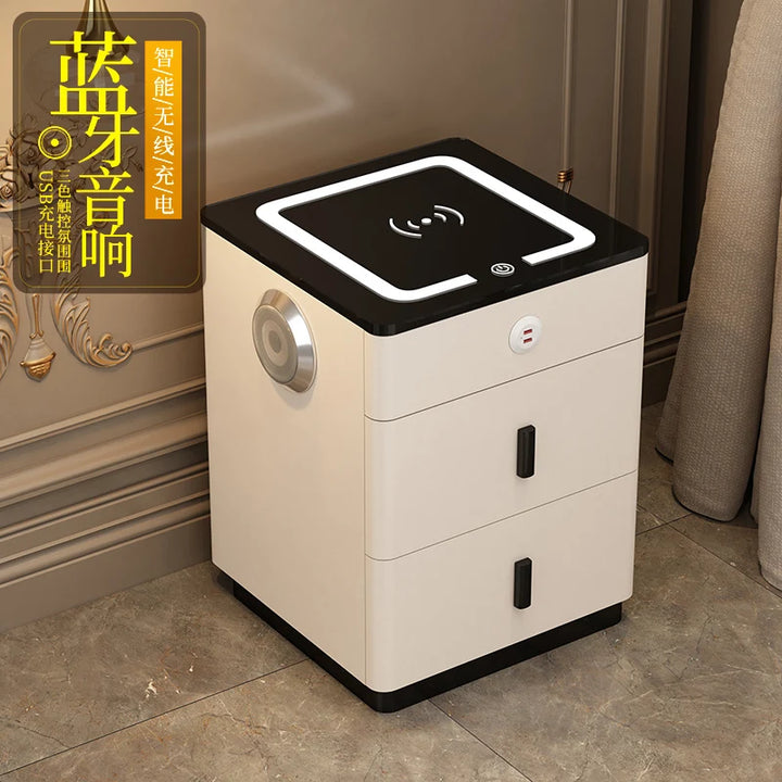 Library Modern Nightstand Aesthetics Minimalist Smart Nightstand Drawer Luxury Wireless Charging Comodino Bedroom Furniture ZLXP