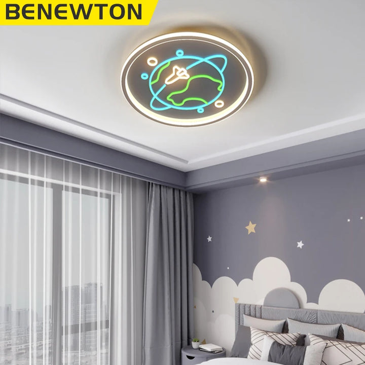 Modern Led Ceiling Lights for Children for Kids Baby Room Cartoon Ceiling Lamp Pink Cat Bedroom Creativity Stars sky Indoor Deco