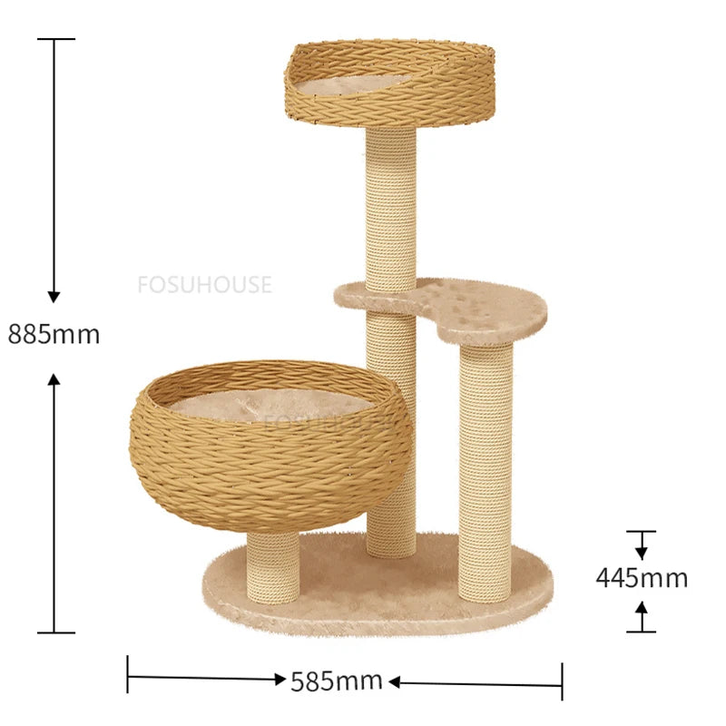 Nordic Rattan Cat Scratching Board for Pet Furniture Small Apartment Cat Holder Pet Supplie Creative Simple Comfortable Cat Tree