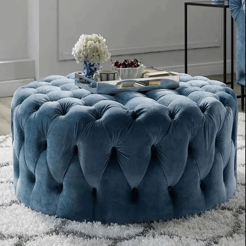 Modern Creative Small Sofa Leisure Fashionable Round Pouf Sofas Velour Soft Foot Step Change Shoe Stools Living Room Furniture