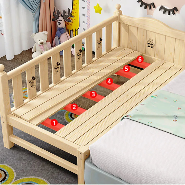 Solid Wood Kids Bed Girls Guardrail Fashion Platform Children Beds Toddler Boy Letto Una Piazza E Mezzo Bedroom Furniture