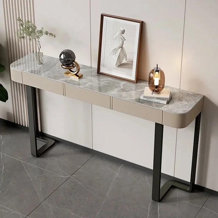 Italian Slate Console Tables Hallway Light Luxury Entrance Console Cabinets for Living Room Furniture Entryway Table with Drawer