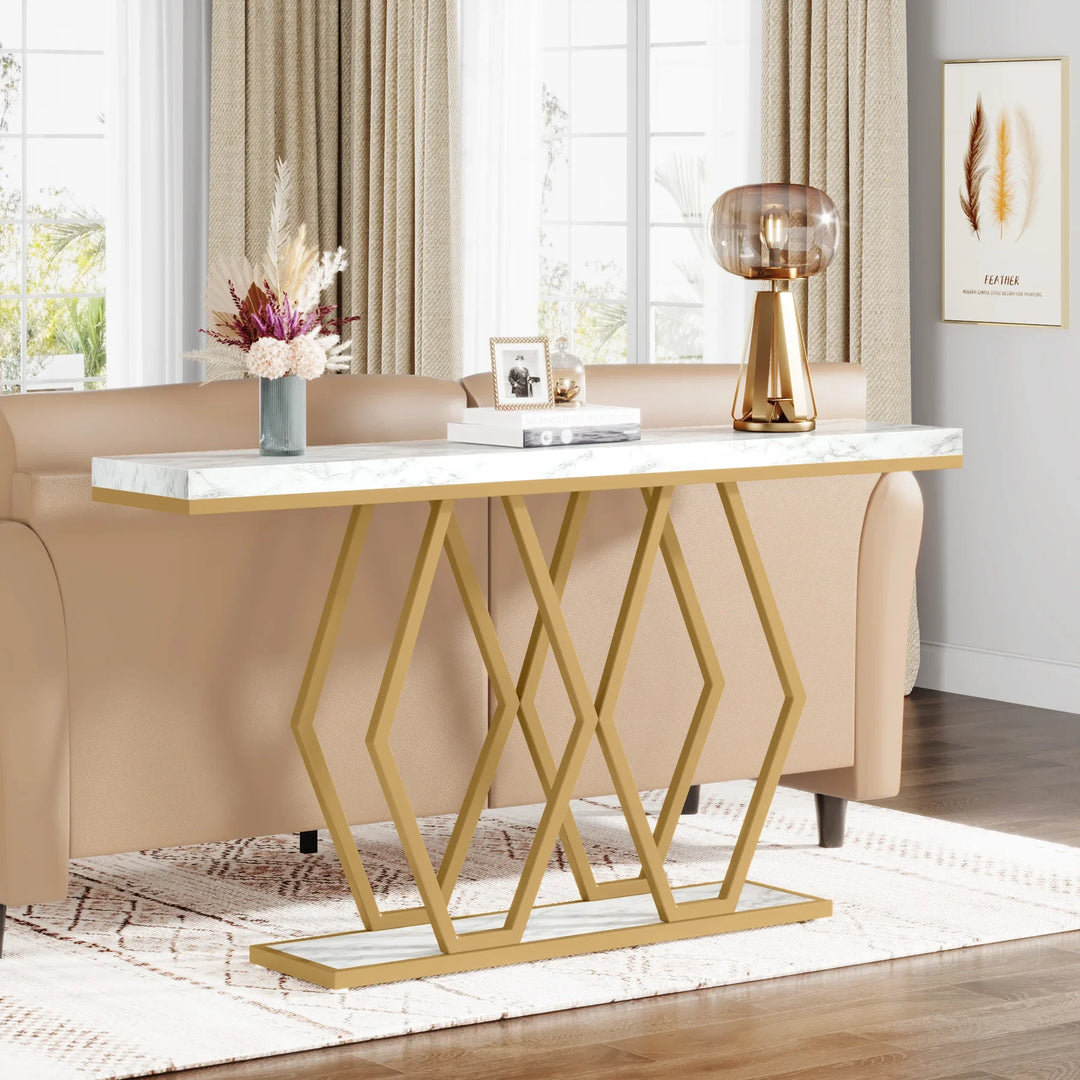 Tribesigns Console Table for Entryway Living Room, 55 Inch Gold Entryway Table Modern Accent Table for Hallway Entrance Foyer