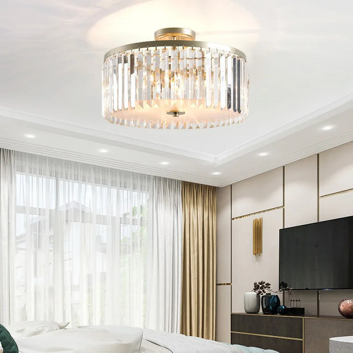 American post-modern creative round crystal LED ceiling light hall master bedroom cloakroom light luxury lamps