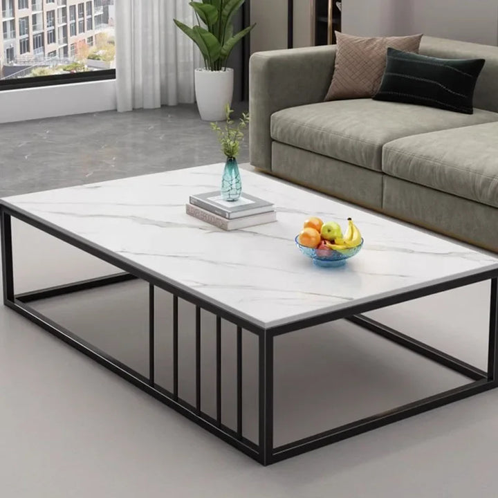 Rectangle Simple Black Coffee Table Living Room Minimalist Apartamento Books Coffee Table Marble Stone Mesa Auxiliar Furniture