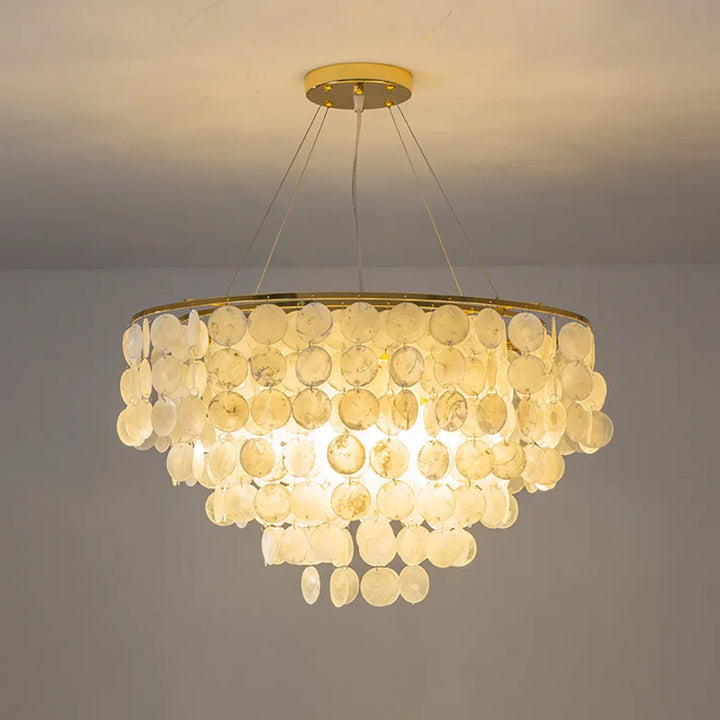 Nordic LED Shell Pendant Lights Gold Chrome Seashell Handing Chandelier Lighting Fixture Living Dining Room Luminaire Suspension