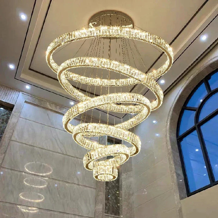 Round Luxury Crystal Chandeliers Lights LED Modern Pendant Lamps 40 60 80 100CM Hotel Hall Living Room Hanging Pendant Lighting