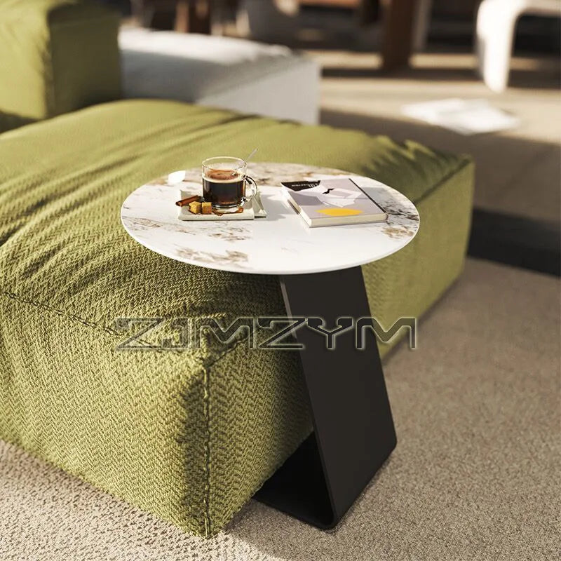 Light Luxury Modern Side Table Mini Corner Small Bedside Round Table Minimalist Rock Slab Table