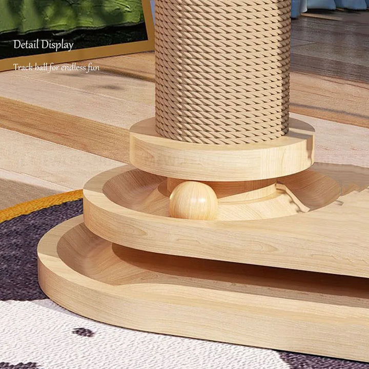 Solid Wood Pet Cat Turntable Scratch Pillar Board Sisal Climbing Frame Toy Balls Column Training Supplies Products Accessories