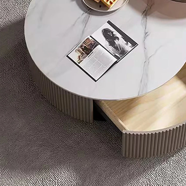 Modern Nordic Coffee Table Luxury Makeup Vanity Minimalist Wood Coffee Table Glass Round Mesa Centro Salon Bedroom Furniture