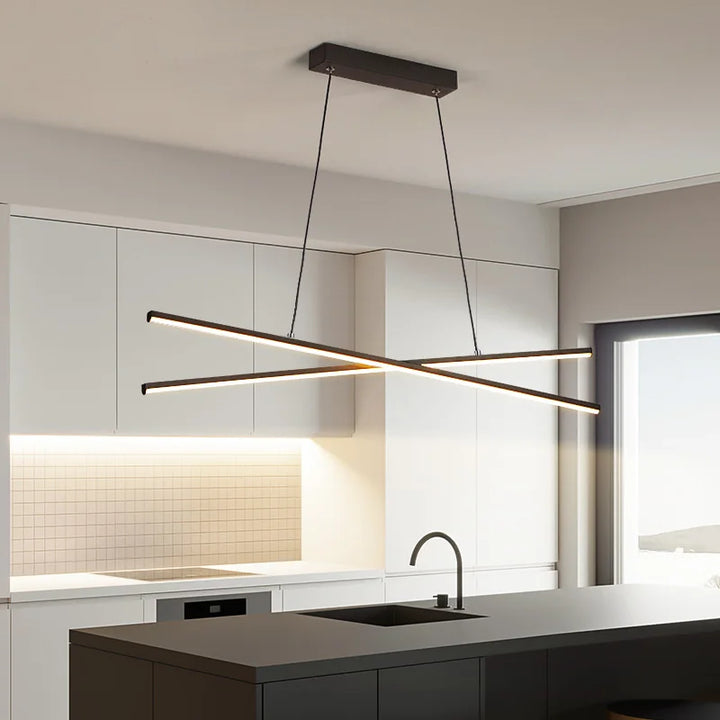 Modern LED Minimalist Dining Room Pendant Light Kitchen Bar Living Room Ceiling Pendant Light Indoor Strip Lighting Fixtures