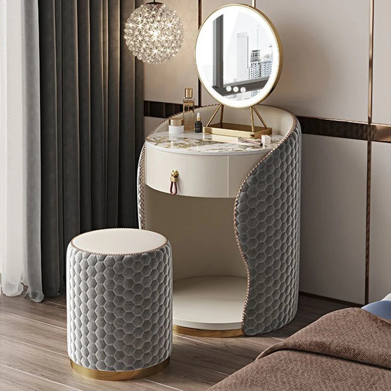 Office Wood Rock Board Dressing Table Modern Simple Small Bedroom Makeup Table Drawers Dresser LED Silla Modern Furniture FGM