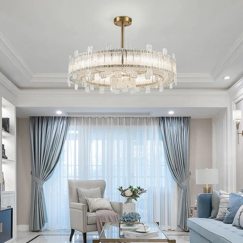 Luxury Postmodern Frosted Glass Chandelier Lights Brushed Gold Lustres Dimmable Home Decor Living Room Chandeliers