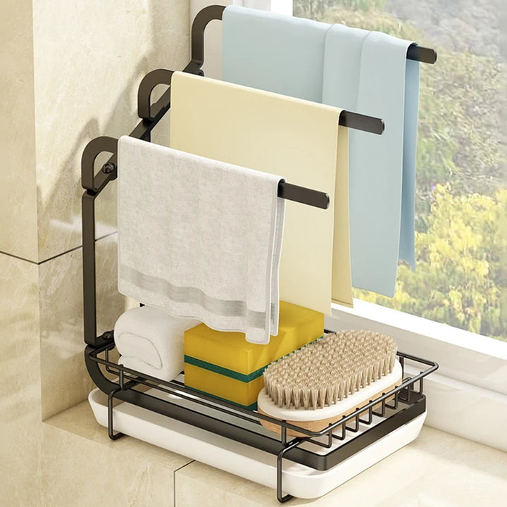 Kitchen Draining rack Stainless Kitchen Sink Sponge Holder To Store Detergent Cleaning SuppliesEasy installation Space-saving