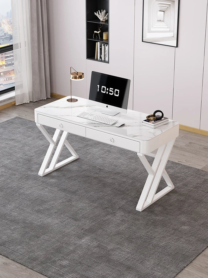 Luxury Computer Desk With Drawer Living Room Slate Computer Table Office Desk Iron Bedroom Computer Desks 100cm Home Furniture