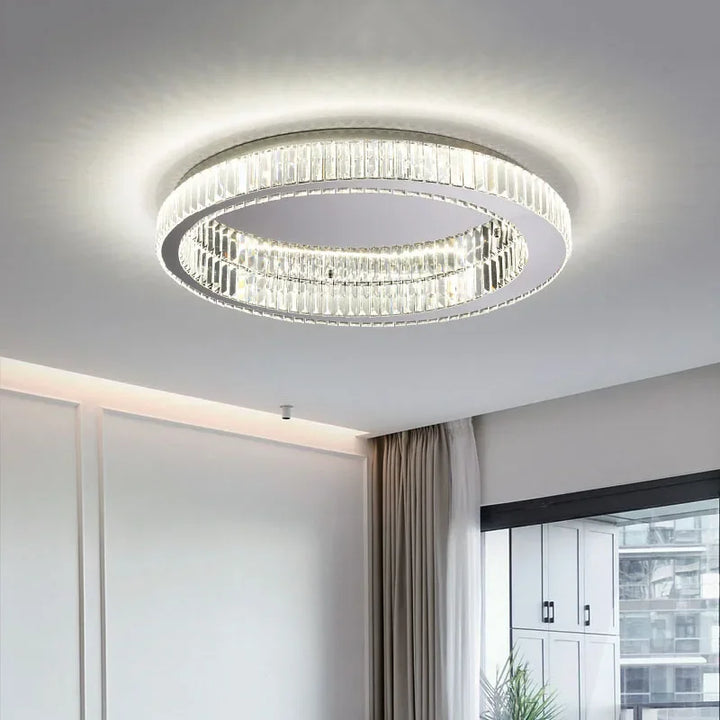 Light Luxury Round LED Crystal Ceiling Lamp Simple Modern Living Room Bedroom Dining Room Interior Lighting Fixtures Creative