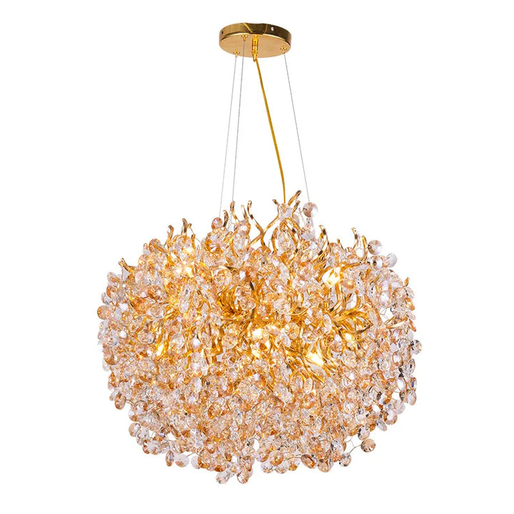 Nordic Modern Luxury LED Crystal Chandelier Golden Round/Long Pendant Light Home Decoration Living Room Suspension Luminaries