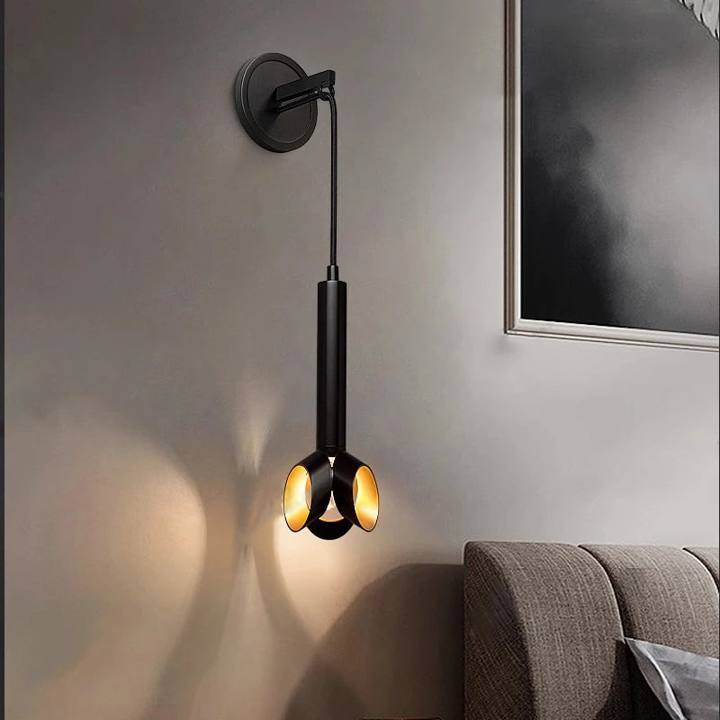 Modern Black All Copper Wall Lamp Home Decoration Bedroom Wall Sconce Led Bakground Light Fixture