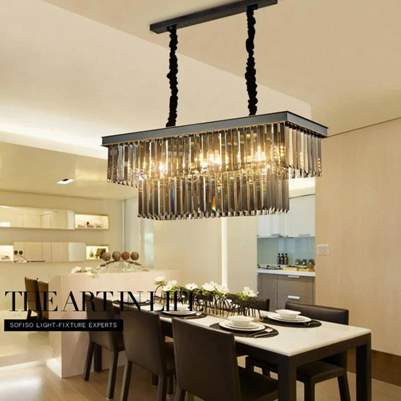 Square Golden Crystal Chandelier Crystal Chandelier Modern pendant light Creative Personality Dining Room Lamp Bar LED Lamp