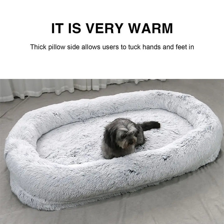 175cm Grey Round Long Plush Pet Beds For Dog Mattress Cat Sleep Nest Sofa Pets Bed Cattery Dogs Cushion Kennel For Indoor