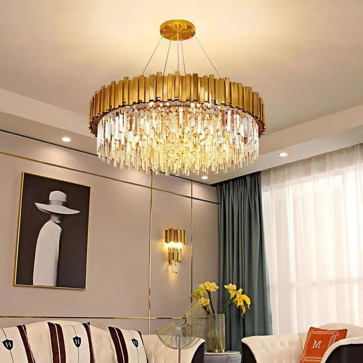 Modern Luxury K9 Crystal Luster Living Room Chandelier Oval Dining Room Gold Chandelier Room Decoration Home Lighting Led Lights