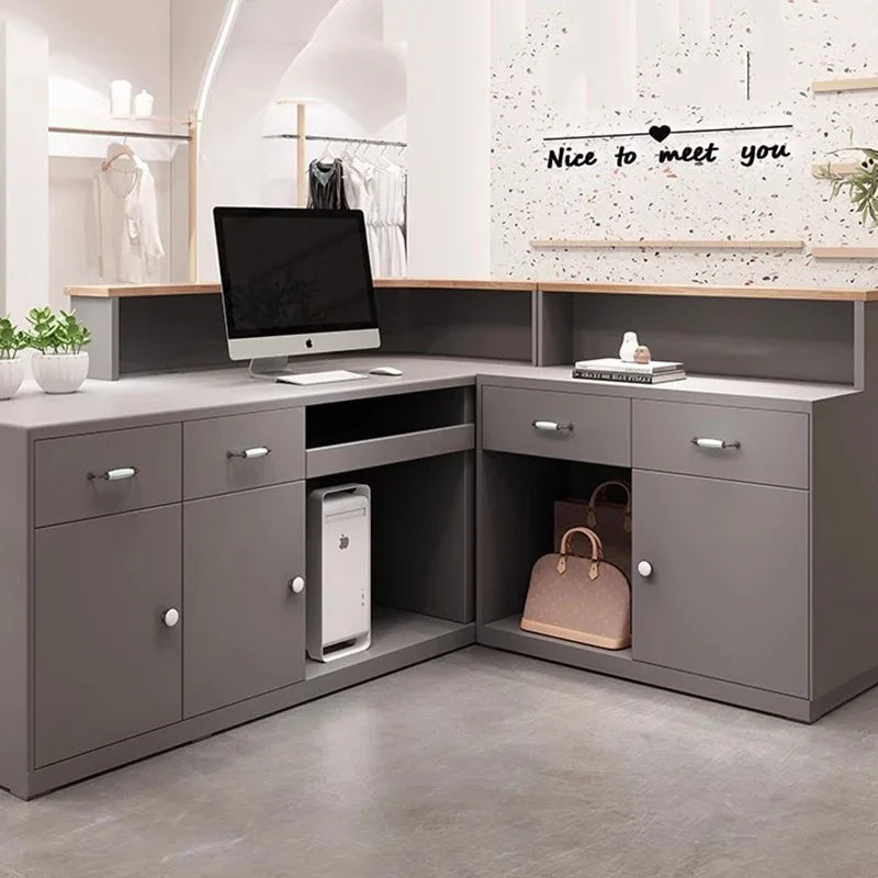 Nails White Reception Desk Store Wood Modern Small Cash Reception Desks Manicure Console Clinic Comptoir Caisse Shop Furniture