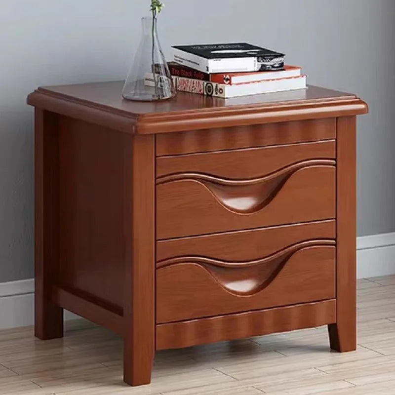 Trendy Wood Storage Bedside Table with Drawers