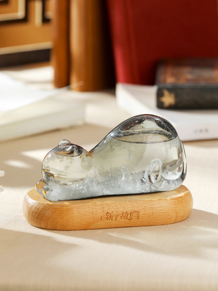 Luxury Home Decoration Glass Cat Gift Imperial Cat Office Desk Hand Gift Bedroom Bedside Decoration