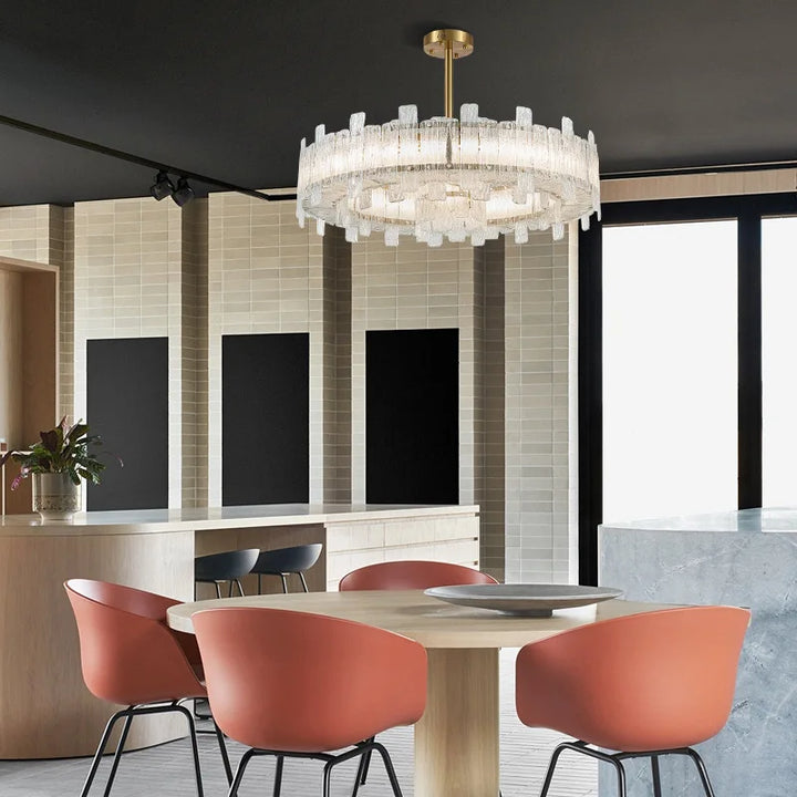 Luxury Postmodern Frosted Glass Chandelier Lights Brushed Gold Lustres Dimmable Home Decor Living Room Chandeliers