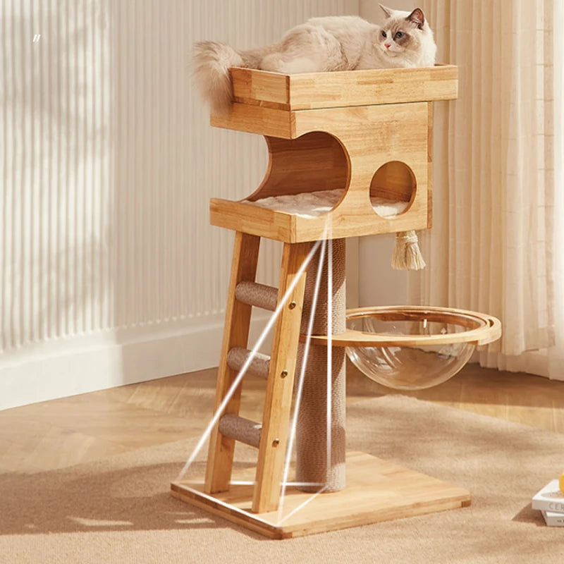 Wooden Cat Towers for Big Cats Houses and Habitats Cat Tree Gym Accessories Home Climbing Castle  Aids Villa Toy Pets Products