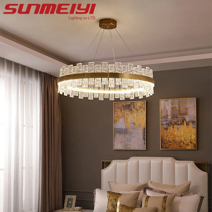 2022 Luxury Ceiling Chandeliers Minimalist LED Lights Nordic Round Crystal Lamp Fixture For Kitchen Dining Living Room Bedroom