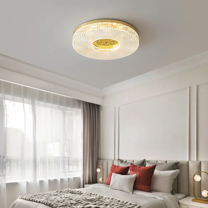 FSS Modern Copper Circular Ceiling Light  Minimalist For Bedroom Study Restaurant Home Indoor LED Ceiling Light