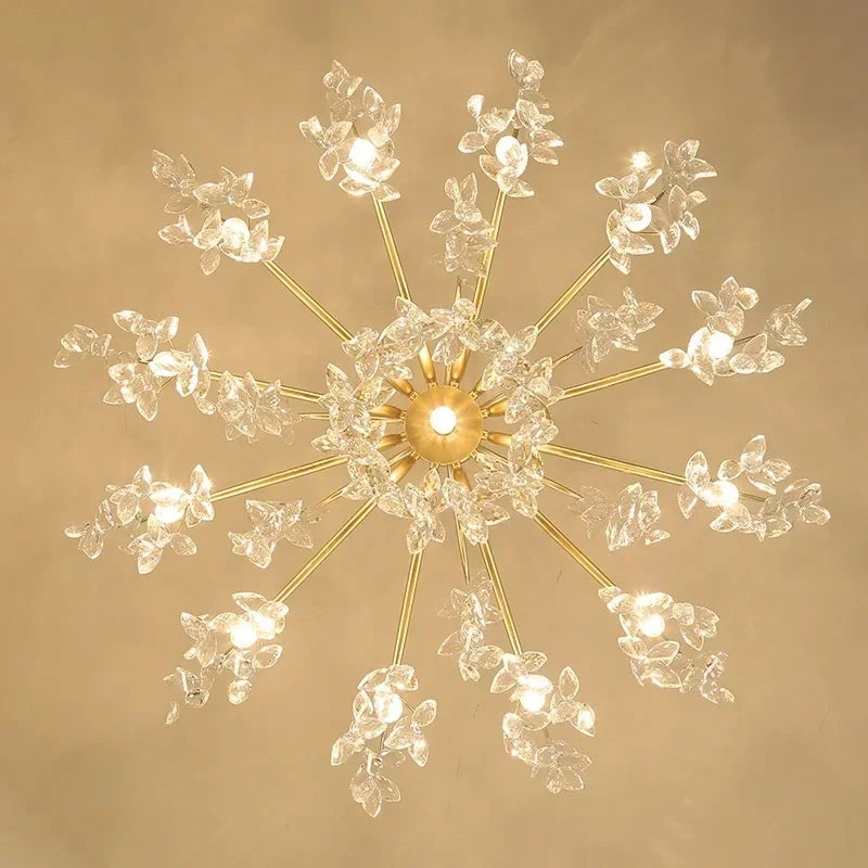 Postmodern Light Luxury Crystal Chandelier American Living Room Lamp Internet Celebrity Bedroom Restaurant Golden Headlight