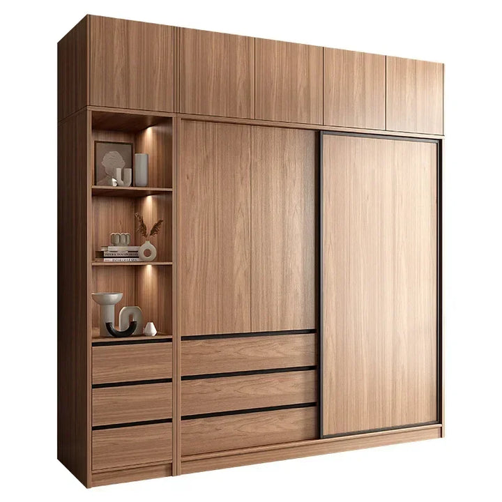 Bedroom Clothes Wardrobe Storage Entry Wooden Space Saver Wardrobe Hanger Space Saver Rail Divider Design Muebles Furniture