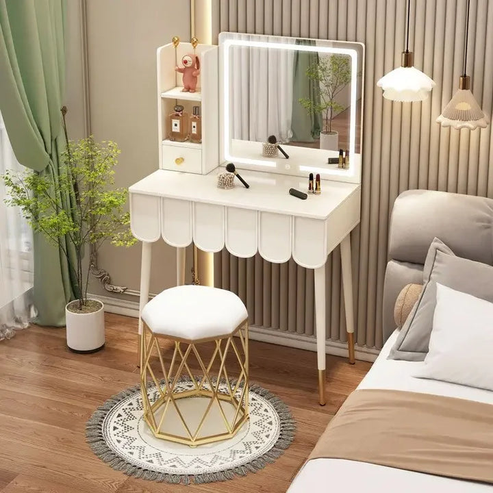 Storage Cabinet Vanity Desk Stool Mirror Modern Makeup Vanities Organizer White Mueble De Dormitorio Furniture Dressing Table