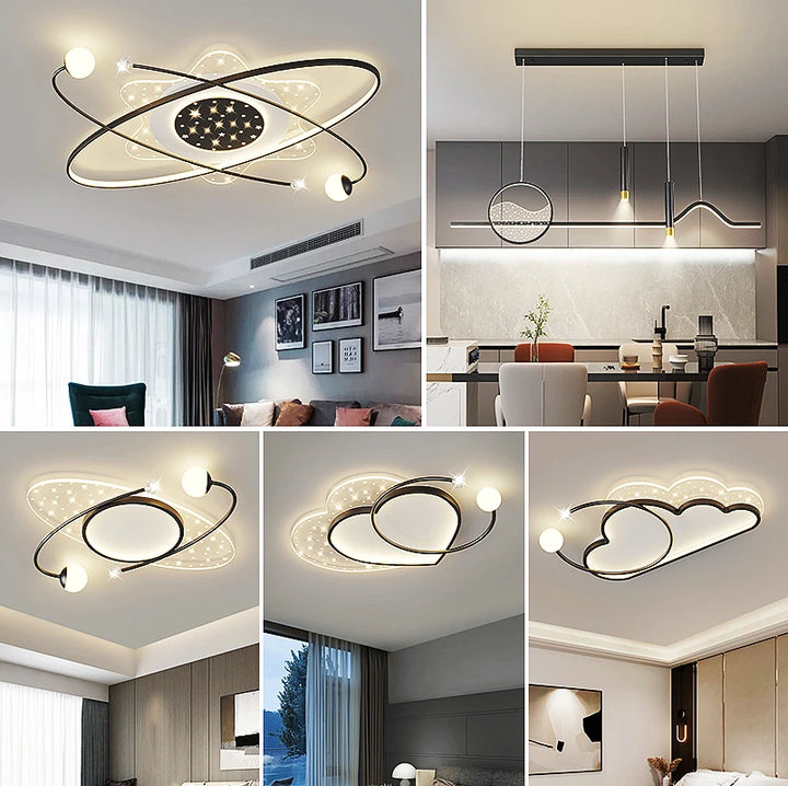 Modern LED Starry Sky Ceiling Lights Led Ceiling Chandelier For Living Room Kids Bedroom Cloud Ceiling Lamp Remote Dimable Light