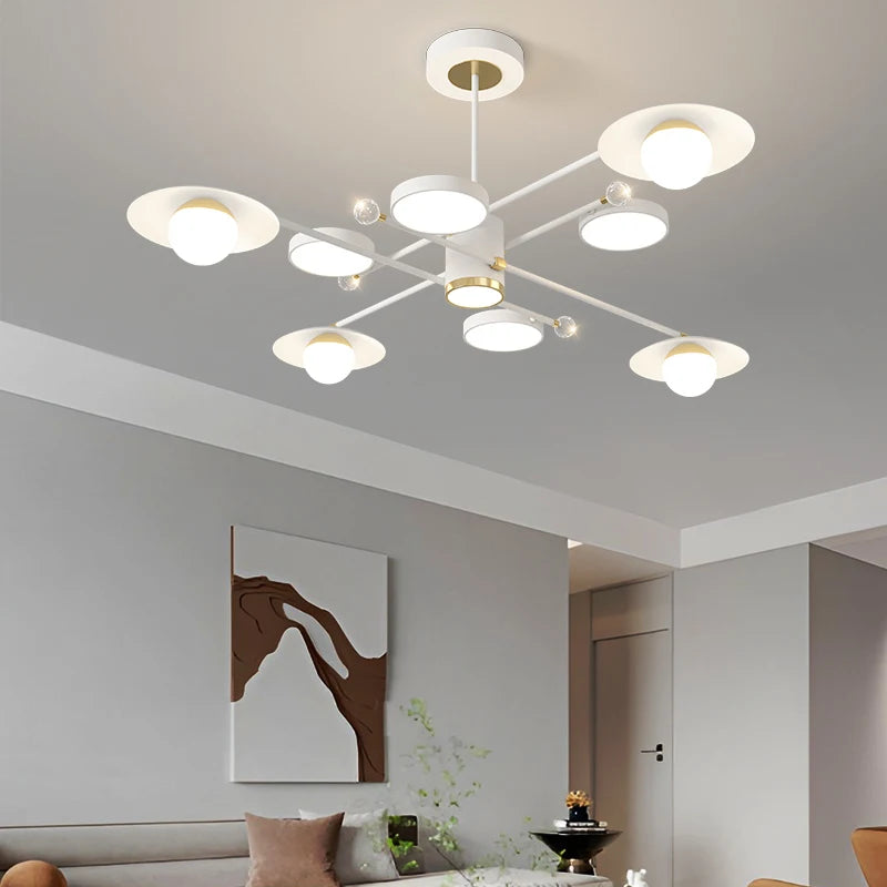 Starry Sky Living Room Chandeliers Modern Minimalist Atmosphere White Cream Series Living Room Ceiling Light Whole House Package